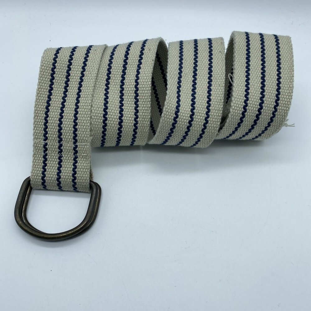 Unbranded Khaki Tan w/ Blue Thread D-Ring Belt Men's Size 36 End to End 47"